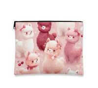 Cute Llama Makeup Bag, Peach Alpaca Cosmetic Travel Pouch for Women, Portable Small Zipper Organizer, Holiday Gift Toiletry Bag, Perfect for Spring Festivals, Peach, 7x9 Inch, Llama