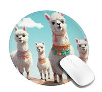 Cute Llama Mouse Pad Waterproof Gaming Mousepad with Non-Slip Rubber Base Round Computer Mouse Mat for Office Latop Mousepads Washable Cloth Desk Pad 8 x 8 in