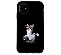 Cute Llama On Skateboard With Soccer Ball Beanie Case for iPhone 11