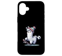 Cute Llama On Skateboard With Soccer Ball Beanie Case for iPhone 16 Plus