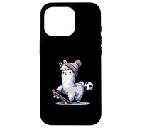 Cute Llama On Skateboard With Soccer Ball Beanie Case for iPhone 16 Pro