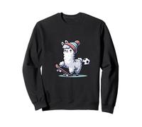 Cute Llama On Skateboard With Soccer Ball Beanie Sweatshirt
