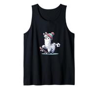 Cute Llama On Skateboard with Soccer Ball Beanie Tank Top