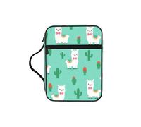 Cute Llama Pattern Bible Cover Case with Handle, Water-Resistant Oxford Fabric Bible Bag Organizer with Zipper Pockets for Church
