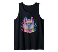 Cute Llama Portrait Animal Lover Graphic Pink Glasses Bow Tank Top