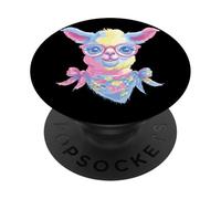 Cute Llama Portrait Animal Lover Graphic Pink Glasses Floral PopSockets Adhesive PopGrip