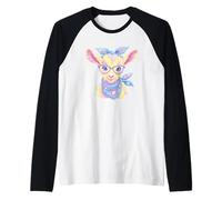 Cute Llama Portrait Animal Lover Graphic Pink Glasses Floral Raglan Baseball Tee