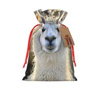 Cute Llama Print Christmas Bag Drawstring Bags For Holiday Presents Xmas Sack Party Decor Gift