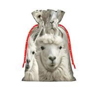 Cute Llama Print Eco-Friendly Gift Drawstring Bag Holiday Present Pouches Party Favors Goodie Bags