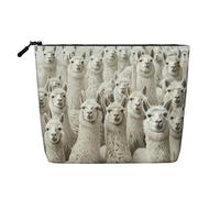 Cute Llama Print Fake Hemp Makeup Bag,Makeup Bag,Travel Bag Pouch,Toiletry Bag with Zipper