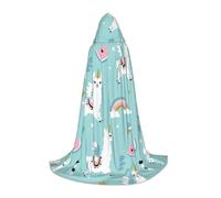 Cute Llama Print Hooded Wizard Robe Halloween Cloak Medieval Renaissance Cosplay Christmas Party Outfits