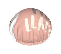 Cute Llama Print Premium Double Layer Shower Cap For Women With Reusable Shower Cap For Hair - Waterproof Plastic Cap - Shower Caps For Long, Short And Curly Hairs
