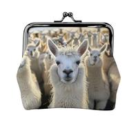 Cute Llama print Small Pouch Kiss Lock Coin Purse for Women Coin Change Purse, Credit Card Wallet