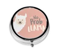 Cute Llama Print Stylish Round Pill Box - Mini Travel Companion for Your Medication
