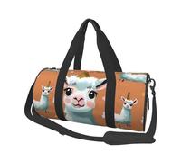 Cute Llama Print Travel Duffel Bag Large Foldable Round Travel Carry on Bag with Adjustable Shoulder Strap for Weekender Overnight Flight Hospital Sports
