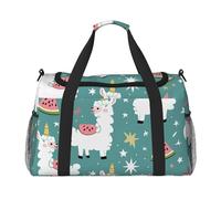 Cute Llama Print Travel Tote Bag 50 x 33 x 26 Folding with Should Strap & Dual Handles for Weekend Trips, Gym, Business Travel & Airport Carry-On