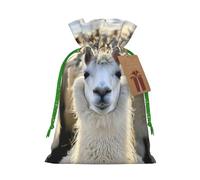 Cute Llama Print Xmas Drawstring Wrapping Bags For Xmas Package Storage, Christmas Party Supplies Favors