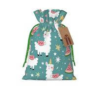 Cute Llama Printed Christmas Drawstring Gift Bags-Xmas Wrapping Bags,Candy Bag,For Holiday Party Decorations,Wedding Party Supplies M Green Christmas Ribbon