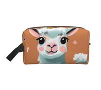 Cute Llama Printed Cosmetic Case with Handle, Lightweight Compact Storage for Makeup, Toiletries & Gadgets, Make up Organiser for Travel, School, Work