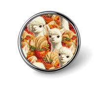 Cute Llama Round Brooch Pin Lapel Pins Tie Suit Dress Accessories for Men Women Wedding Birthday