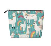 Cute Llama Single Layer Linen Like Makeup Bag, Lightweight and Cute, Easy to Use