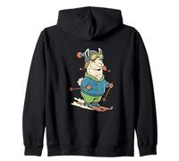 Cute Llama Skier Alpine Winter Snow Mountain Skiing Zip Hoodie