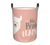 Cute Llama Waterproof Polyester Fabric Single-Layer Laundry Hamper With Full Print Design,Sturdy Pe Rim,Dual Handles,For Home Car Storage