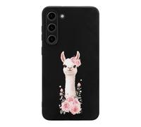 Cute Llama With Flowers Cell Phone Basic Cases TPU Soft Cover Shockproof Slim Phone Case Compatible with Galaxy S23/S23 Plus/S23 Ultra