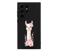 Cute Llama With Flowers Cell Phone Basic Cases TPU Soft Cover Shockproof Slim Phone Case Compatible with Galaxy S23/S23 Plus/S23 Ultra