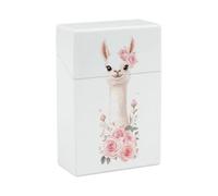 Cute Llama with Flowers Cigarette Cases Plastic Cigarettes Holder Box Portable Smoking Accessories for Men Women