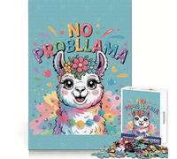Cute Llama with Flowers - No Problama 1000 Pieces Puzzles for Adults Cognitive Train Indoor Play Pattern Build (38x52cm)