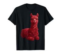 Cute Llama with Red Roses Floral Animal Valentine's Day T-Shirt