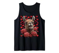 Cute Llama with Red Roses Hearts Valentine’s Day Animal Tank Top