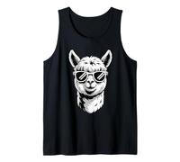 Cute Llama with Sunglasses Animal Art Graphic Funny Alpaca Tank Top