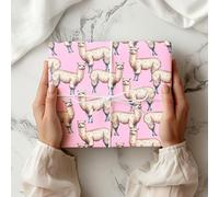 Cute Llama Wrapping Paper - Pink Lilac Alpaca Gift Wrap Sheet for Birthday, Baby Shower or Kids Presents - Farm Animal Theme - W76 (Light Pink, Large Sheet - 58 x 85cm / 22.8" x 33.4" inches)