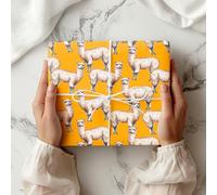 Cute Llama Wrapping Paper - Pink Lilac Alpaca Gift Wrap Sheet for Birthday, Baby Shower or Kids Presents - Farm Animal Theme - W76 (Orange, Small Sheet - 30 x 40cm/ 11.8" x 15.7" inches)