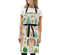 Cute Llamas Cactus Adjustable Apron Home Kitchen BBQ Cooking coffee Flower Floral Animal Bib Aprons Waterproof with Pockets for Women Men Chef customized apron
