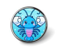 Cute Lobster Badges Pin, Personalized Exquisite Round Badge, 1 Inch Button Pins for Women And Men, Decorative Metal Round Brooch for Clothing, Backpacks, And Hats