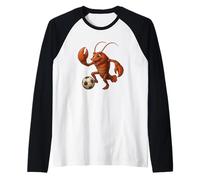 Cute Lobster Soccer Player Fun Football Design Raglan Baseball Tee