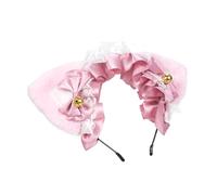Cute Lolita Hair Accessories Cosplay Lace Maid Hair Accessories Female Girl Headband Triangle Cat Ear Model 19 Colors to Choose From (Pink & Dusty Pink)