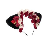 Cute Lolita Hair Accessories Cosplay Lace Maid Hair Accessories Female Girl Headband Triangle Cat Ear Model 19 Colors to Choose From (Black & Red & Dusty Pink)