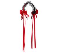 Cute Lolita Lace Bow Headband for Daily Wear and Maid Costumes | Red Cloth Bow Design, Japanese Sweet Style, Comfortable Versatile Use, Party and Cosplay Accessory