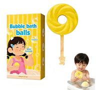 Cute Lollipop Bath Bomb, Inside Gift Surprise Fizzy Scented with Toys, Colorful Bubble Baths Ball for Fun Baths Time for Kids, Gentle Skin-Friendly Fun Bath Time Gift for Family, Friends (Yellow)