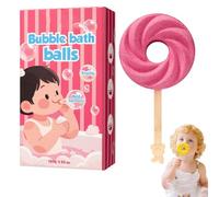 Cute Lollipop Bath Bombs, Colorful Bubble Bath Ball for Fun Bath Time, Kids Rainbow Lollipop Bath Bombs with Blowing Bubbles, Scented Bath Balls, Natural Bubble Bath Bombs for Girls Boys (Red)