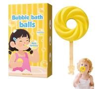 Cute Lollipop Bath Bombs, Colorful Bubble Bath Ball for Fun Bath Time, Kids Rainbow Lollipop Bath Bombs with Blowing Bubbles, Scented Bath Balls, Natural Bubble Bath Bombs for Girls Boys (Yellow)