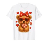 Cute Lollipop Teddy Bear Valentine's Day red Hearth Funny T-Shirt