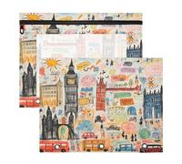 Cute London Icons 3 Ring Binder Clear Binders Pencil Pouches Bags Case(2 Pack)