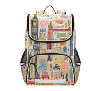 Cute London Icons Bookbag Student Backpack High-capacity Bag for Girls Boys
