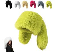 Cute Long Bunny Ear Plush Hat,Fluffy Fuzzy Bunny Cap,Winter Warm Plush Rabbit Beanies for Indoor Outdoor Festival Party (Green)