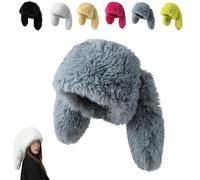 Cute Long Bunny Ear Plush Hat,Fluffy Fuzzy Bunny Cap,Winter Warm Plush Rabbit Beanies for Indoor Outdoor Festival Party (Grey)